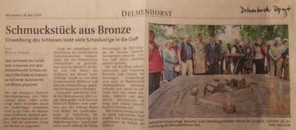 Pressebericht, Schmuckstück aus Bronze, Delmenhorster-Report