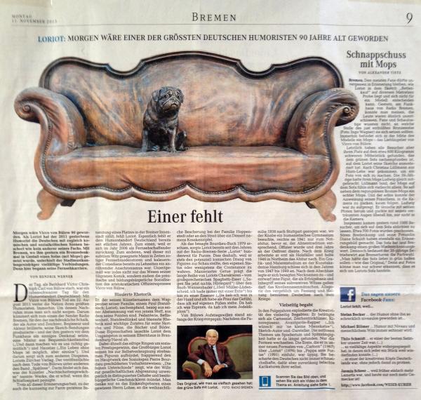 Pressebericht Einer fehl, Weser-Kurier