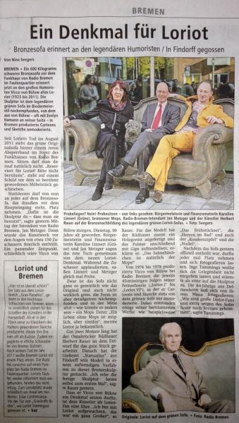 Pressebericht Ein Denkmal für Loriot, Kreiszeitung